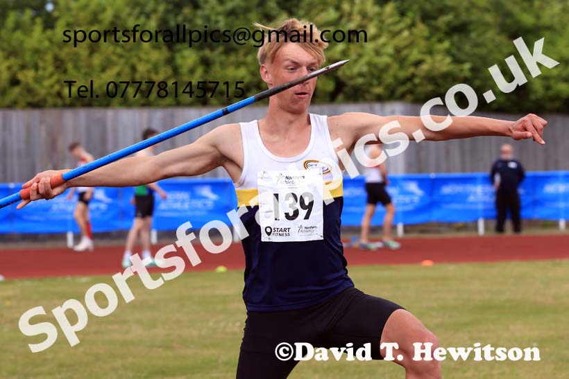 Mens Under-20s javelin, 2024 Northern Senior and Under-20s Track and Field Champs, Middlesbrough.  Photo: David T. Hewitson/Sports for All Pics